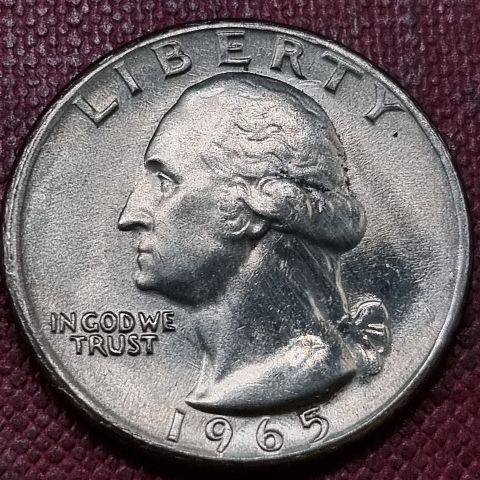 1965 Washington Quarter 25c Rail Road Rim Error UNC #98830