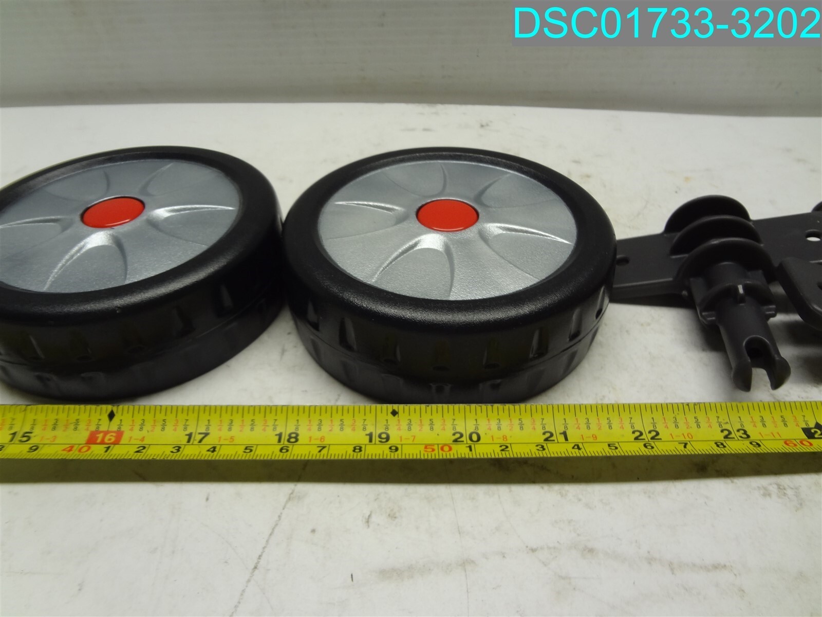 2 Pack; 4-1/2" Dia. x 1-3/8" Wide Plastic Wheels. Silver/Black. 210927AC
