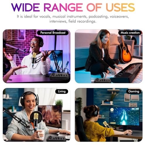 Podcast Equipment Bundle Sound Card Audio Interface Mixer Condenser Microphone