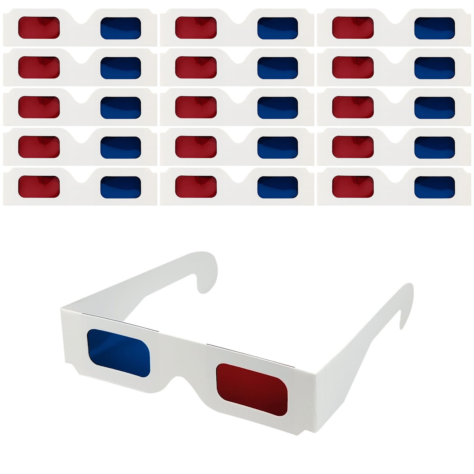 QIANCAIWANG 15 Pack 3D Paper Glasses for Movies, Blue and Red