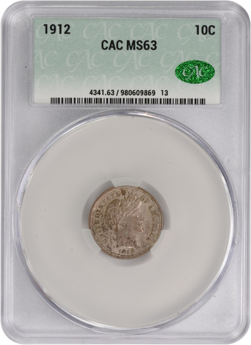 1912 Barber Silver Dime MS63 CACG