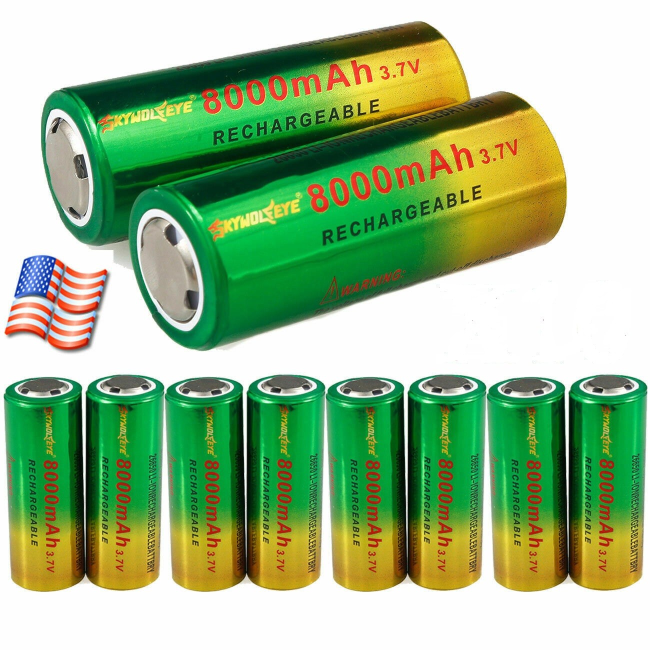 Skywolfeye 26650 Battery 3.7V Rechargeable Batteries Li-ion Cell For Torch Lot