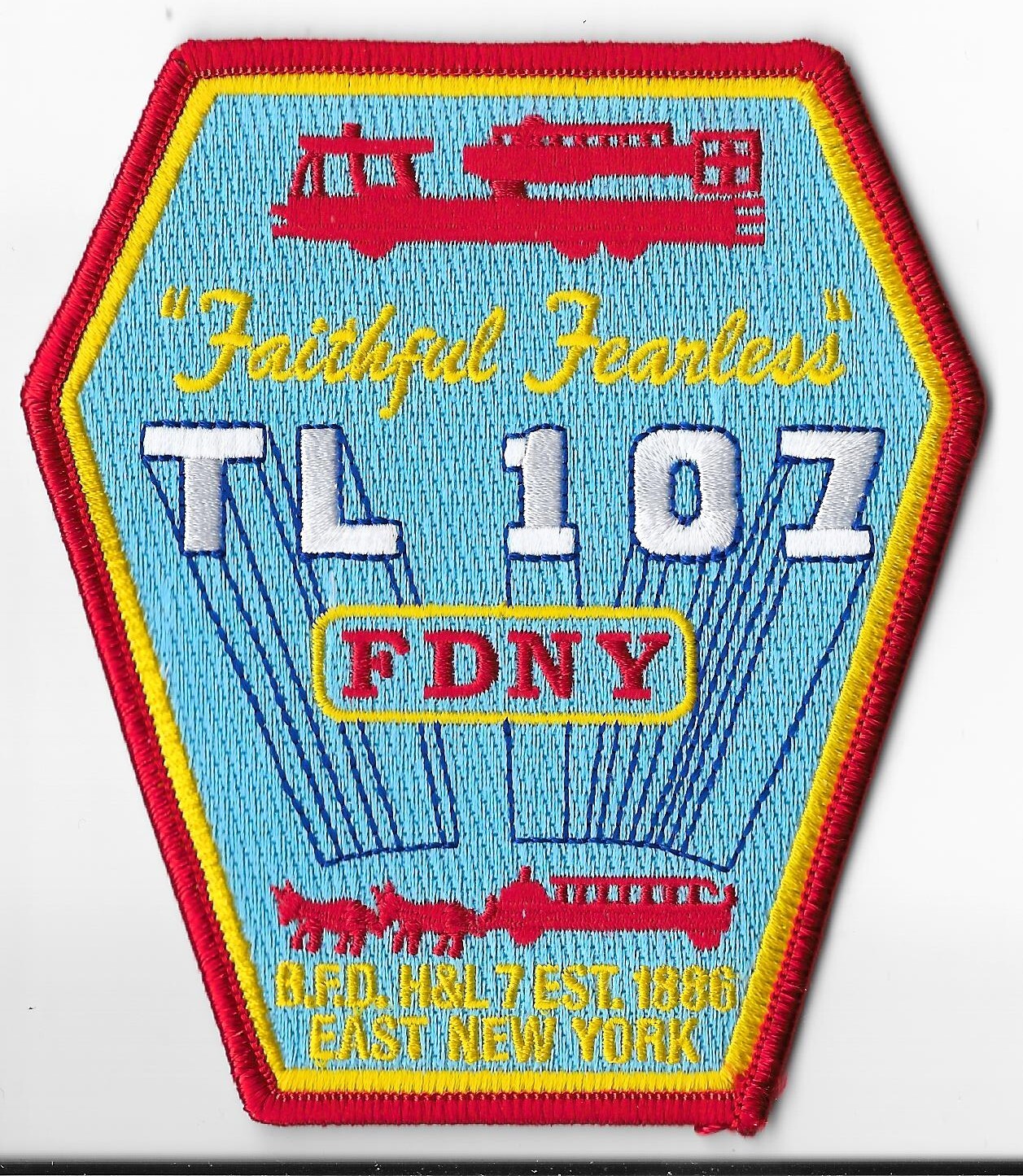 New York Fire Department (FDNY) Ladder 107 "Faithful Fearless" Patch V2