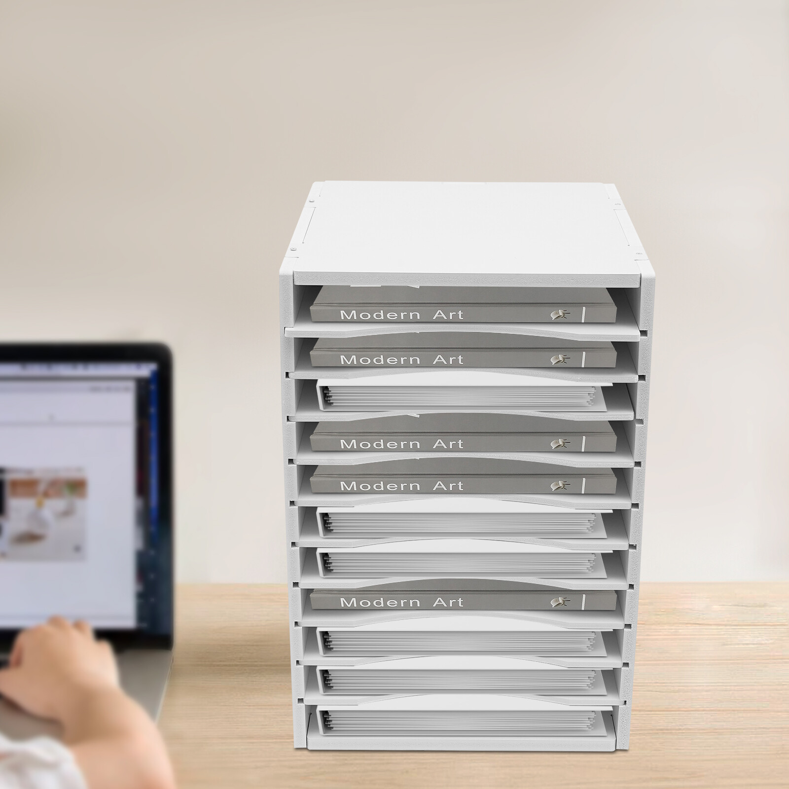 Literature Organizer 11 Compartment File Sorter Paper Storage Holder White