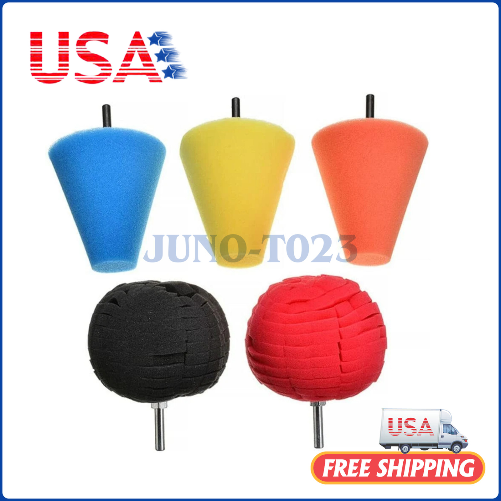 Foam Drill Polishing Cone Ball Pads Kit Car Hub Waxing Buffing Wheel Polisher 5x