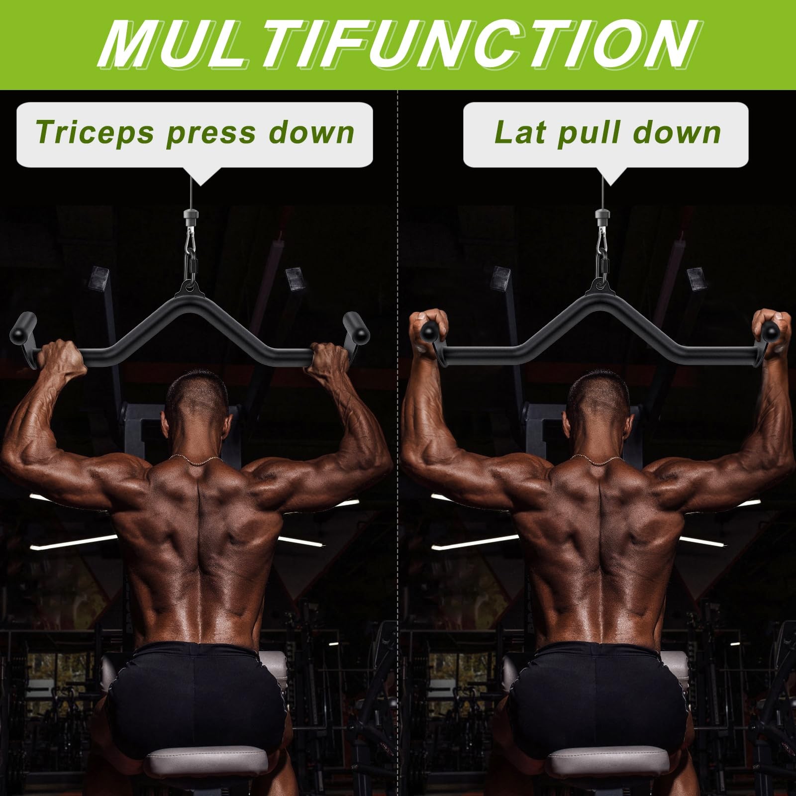 LAT Pull Down Bars Cable Machine Attachment Rowing Tbar Vbar Set Back