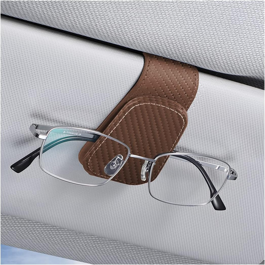 Sunglasses Holders for Car Sun Visor, Leather Eyeglasses Hanger Mounter, Magneti