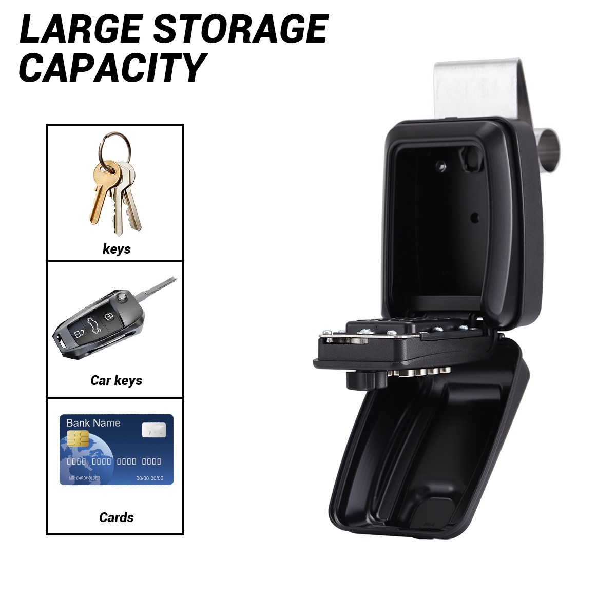Key Lock Box Sturdy Waterproof Wall Mount Large Capacity Security Lockbox Home