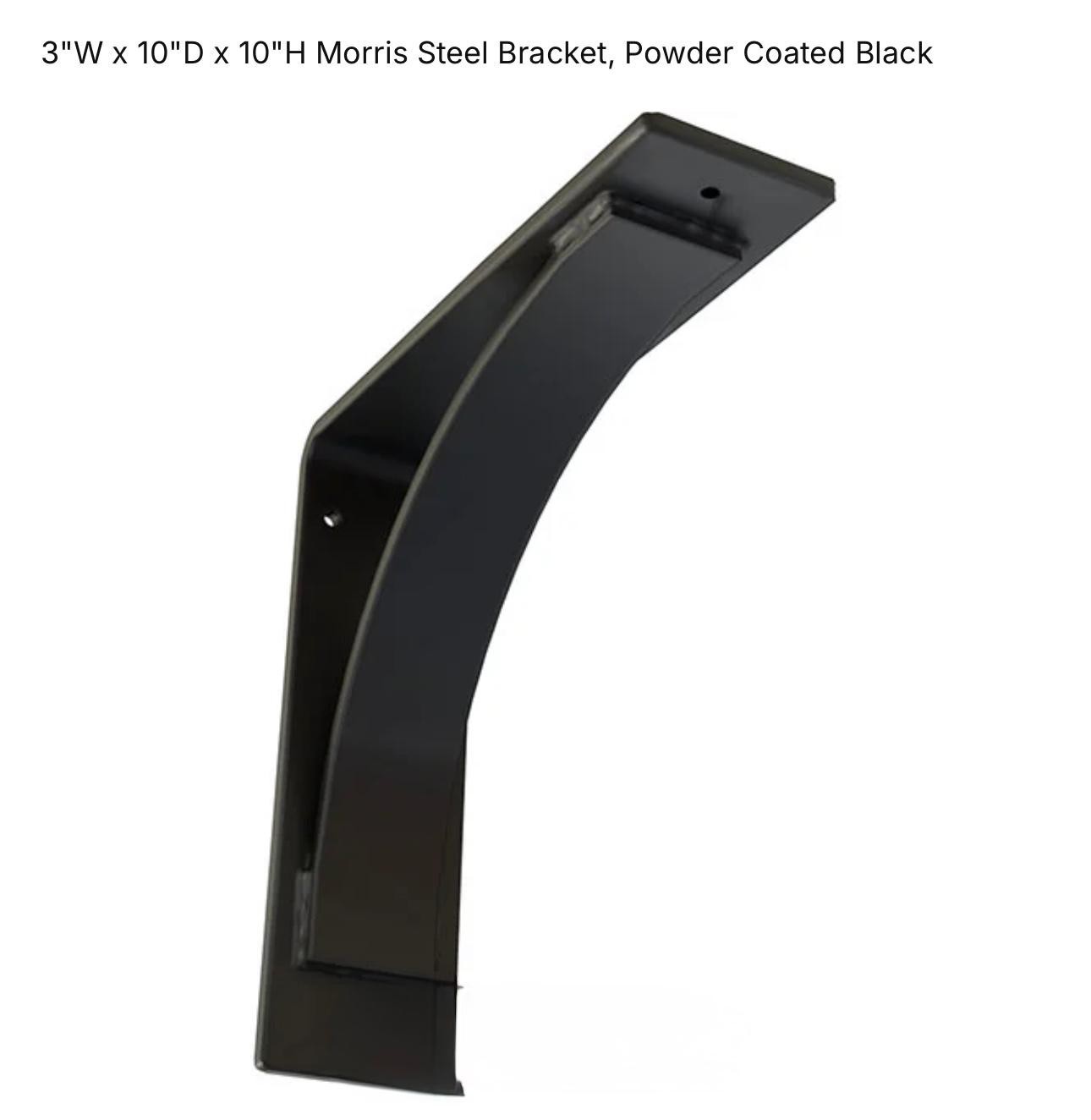 3"x10"x10" MORRIS STEEL BRACKET BLACK POWDER COATED (BOX OF 8)