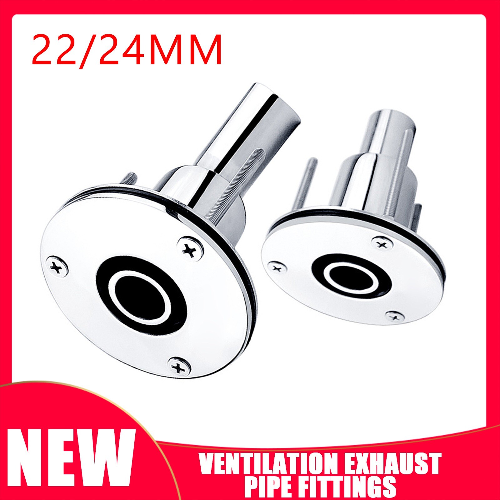 For Boat Car 22/24mm Thru Hull Exhaust Skin Fitting Tube Pipe Air-Diesel Heater