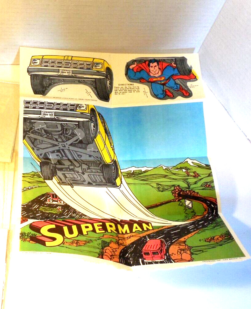 Superman original vintage poster 1978 DC pin-up 2 Vintage cereal Prize