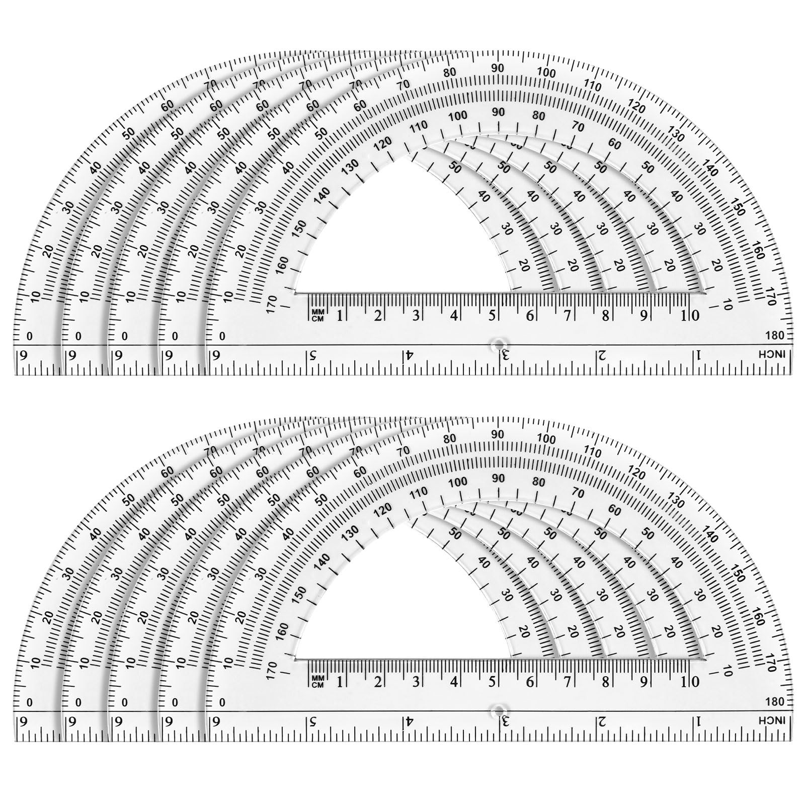 Hoiny 10 Pack Clear Protractor, 6 Inch Plastic Protractors, 180 Degrees Accur