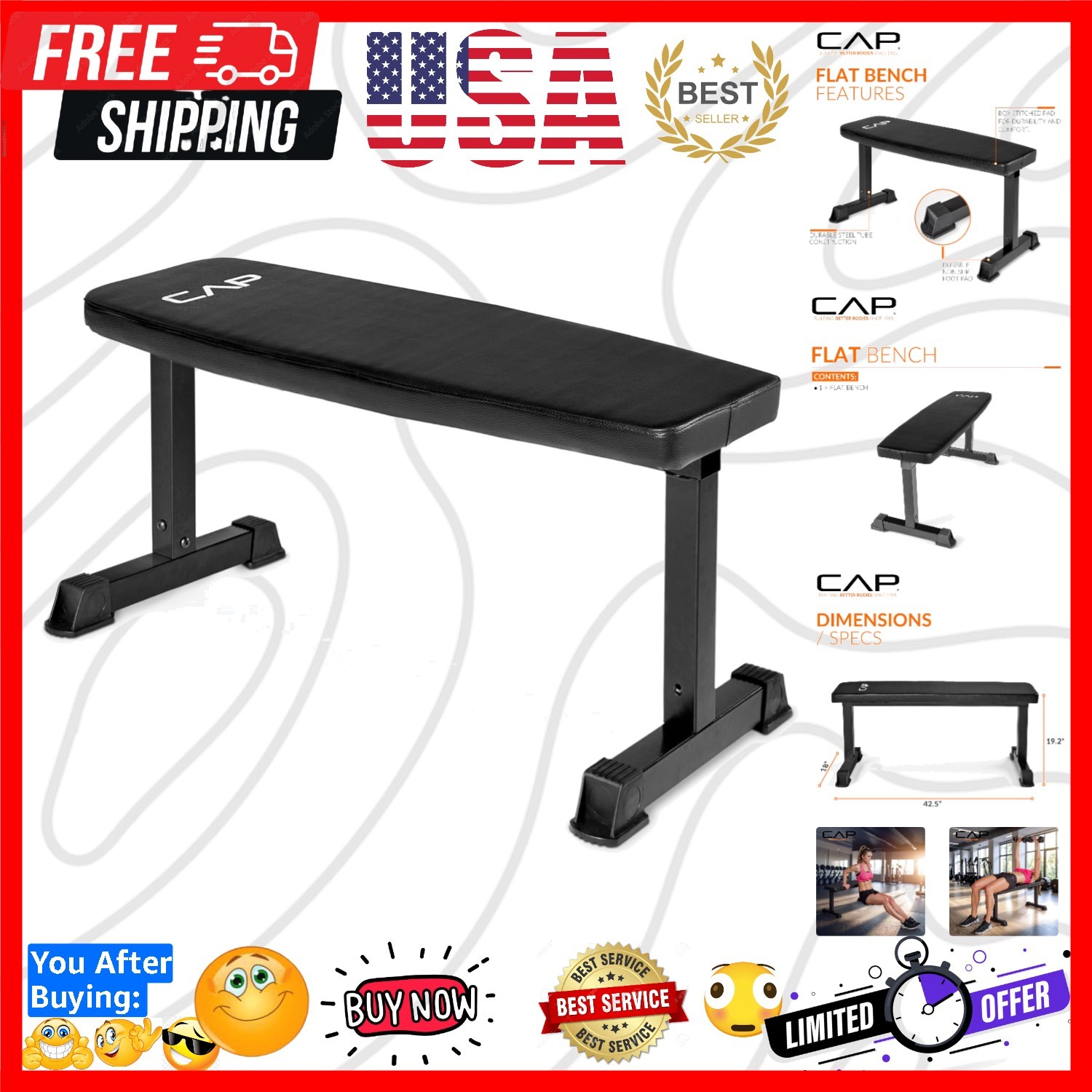 Flat Weight Bench Color Series
