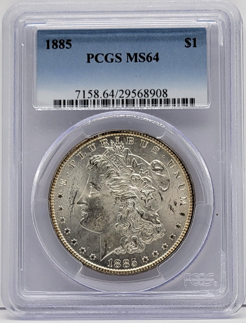 1885 Morgan Silver Dollar $1 - Graded by PCGS MS64