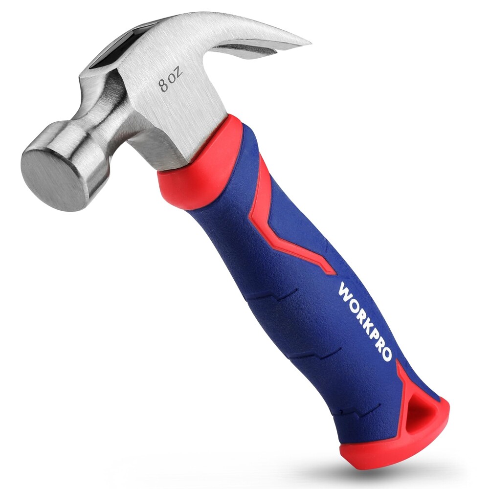 WORKPRO 8 oz Claw Hammer with Fiberglass Handle with Forged Hardened Steel Heads