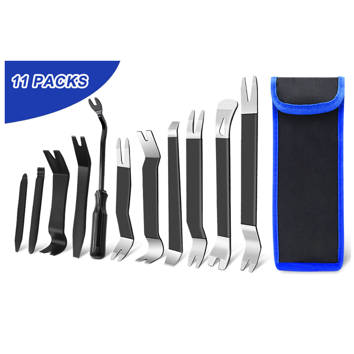 11 PCS Auto Metal Pry Tool Trim Remover Kits for Vehicle Door Panel, Audio Radio