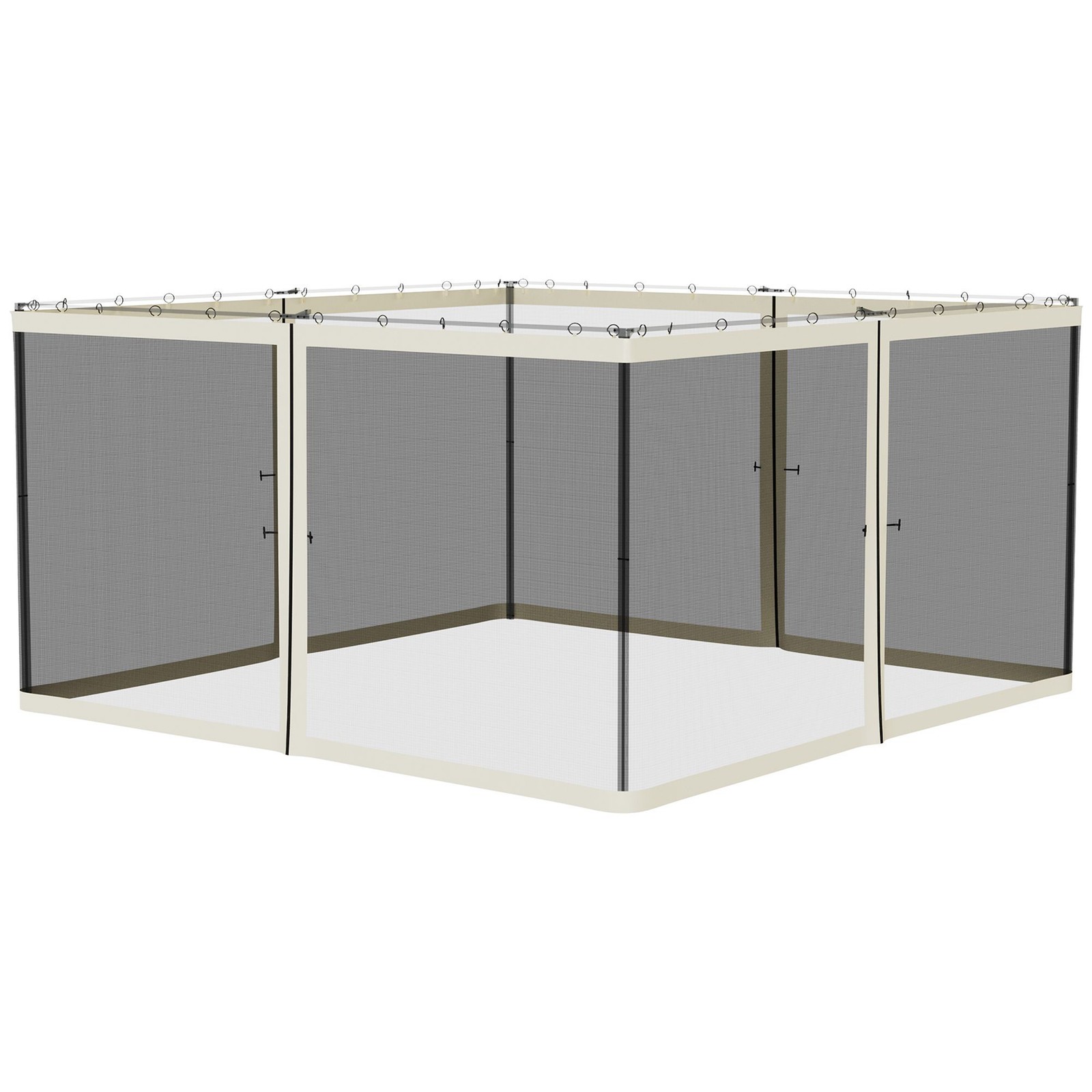 13.1' Square Gazebo Sidewalls – Black Mesh Net, Zip Closure, Polyester