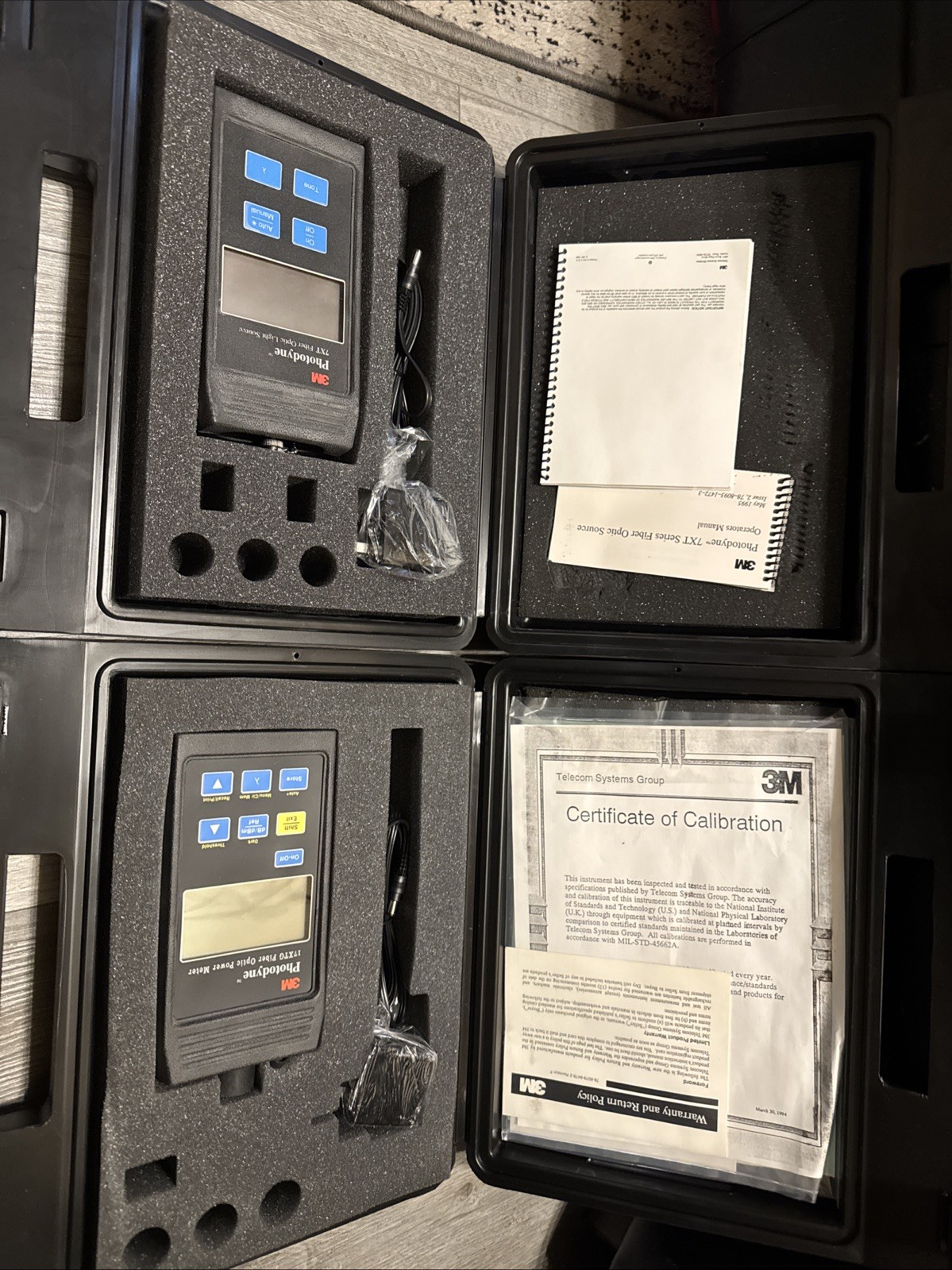 3M Photodyne XTS Fiber Optic Power Meter Kits-lot Of 2 With Casses And Documinta