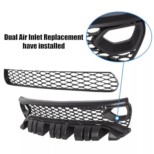 Front Upper Lower Grille For 2015-2023 Dodge Charger SRT Scat Pack LOWER+UPPER
