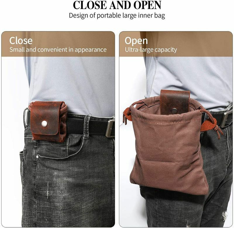 Portable Foldable Metal Detecting Finds Pouch Canvas Drawsting Waist Bag Outdoor