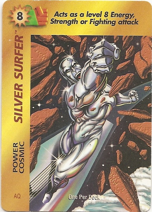 OVERPOWER Silver Surfer PLAYER SET 2 hero IQ 22 sp Double Power Blast +3 bonus