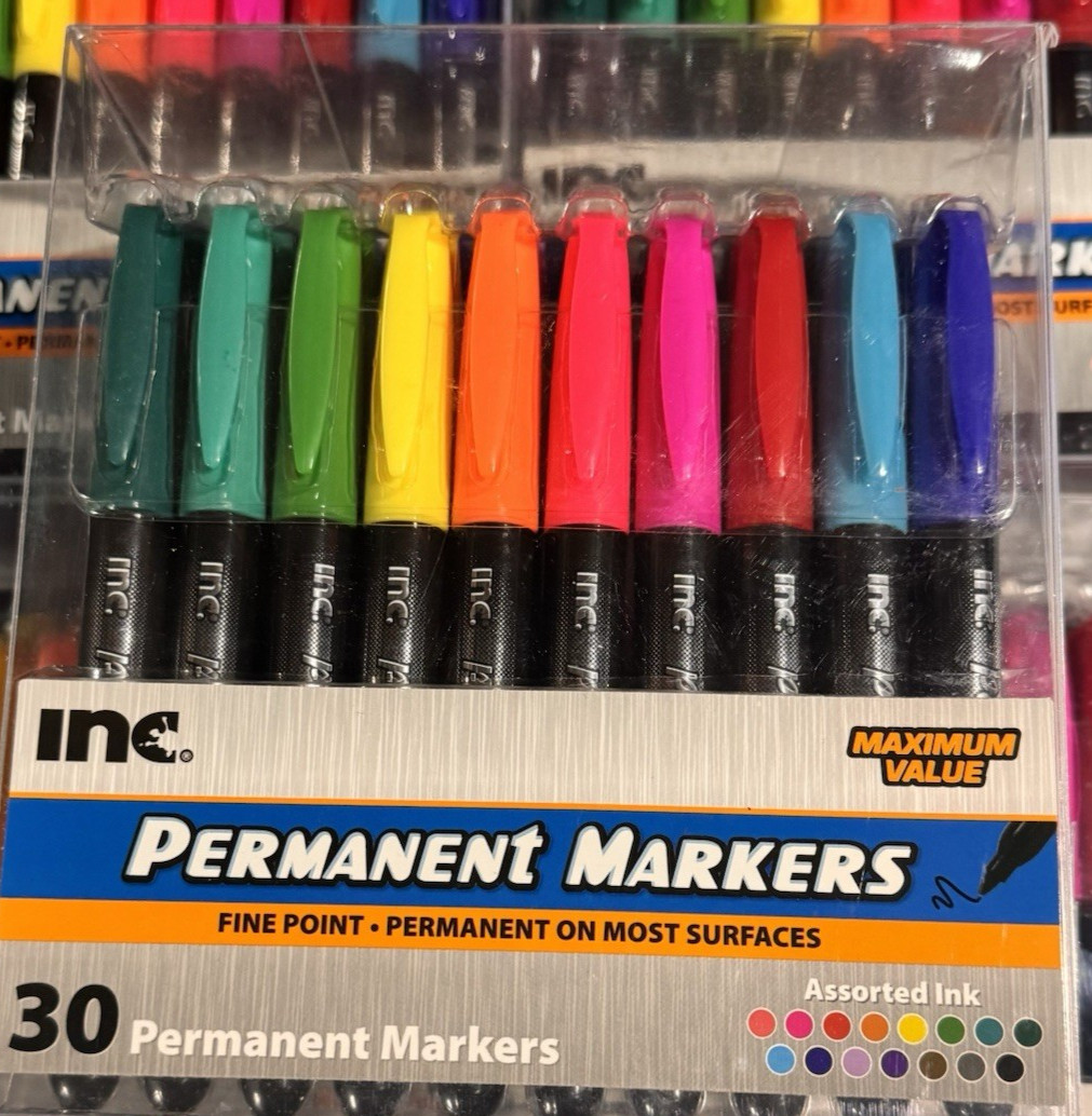 INC. Permanent Markers Fine Point 15 Colors 30 markers NEW Art Drawing Coloring