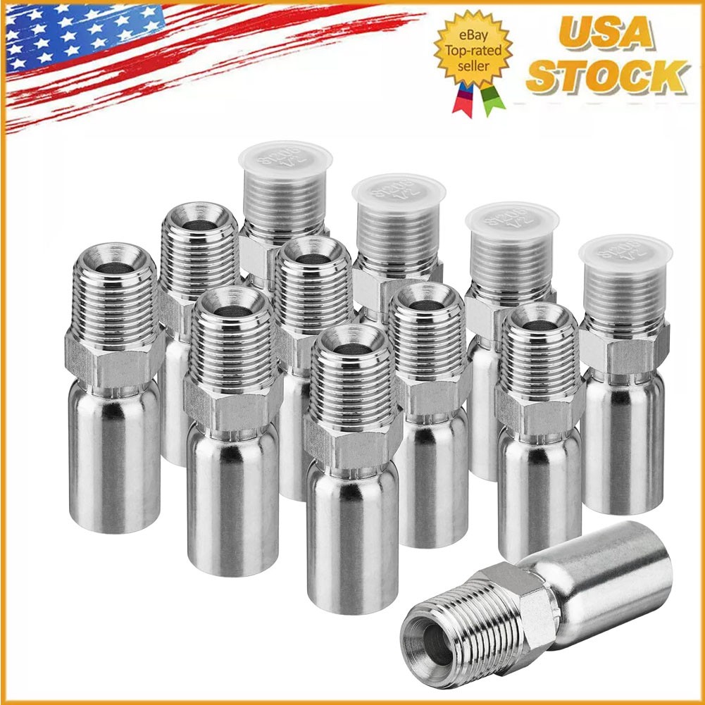 12 x 3/8" I.D. Hose x 1/2" NPTF Male Hydraulic Hose End Crimp Fitting Fast Ship
