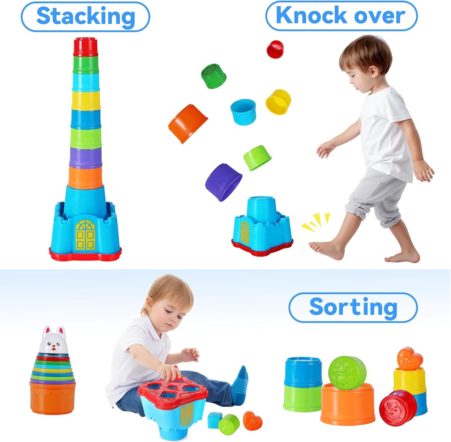 Stacking Castle Toy for Toddlers – 18-Piece Nesting & Sorting Playset