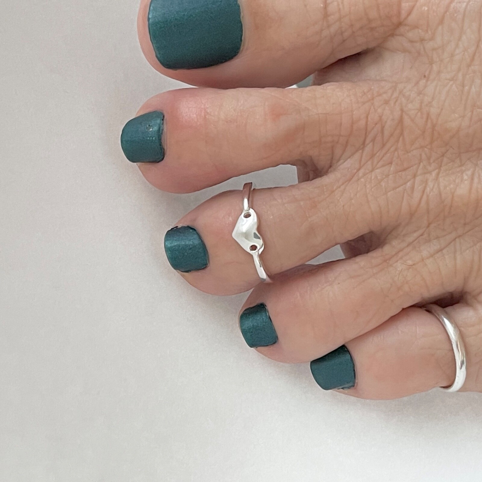 Sterling Silver Solid Heart Toe Ring, Adjustable Ring, Silver Ring, Heart Ring