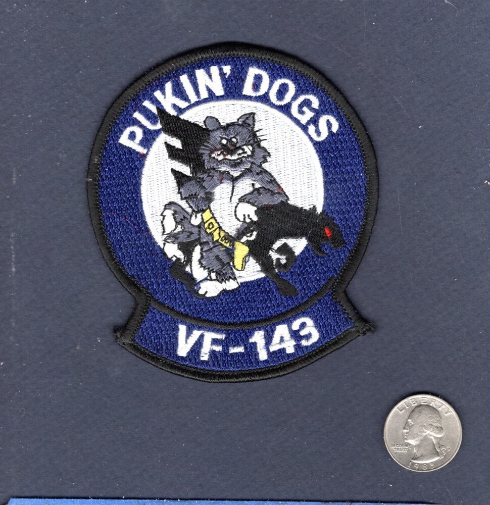VF-143 PUKIN DOGS US NAVY Grumman F-14 TOMCAT 4" Squadron Shoulder Patch