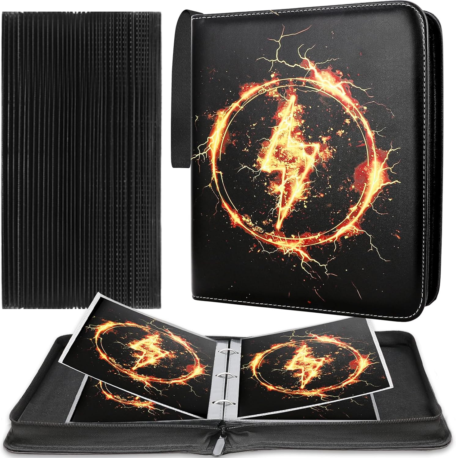 Jumbo Card Binder Compatible with Pokemon XL Jumbo Cards, 100 Pockets Zip Tradin