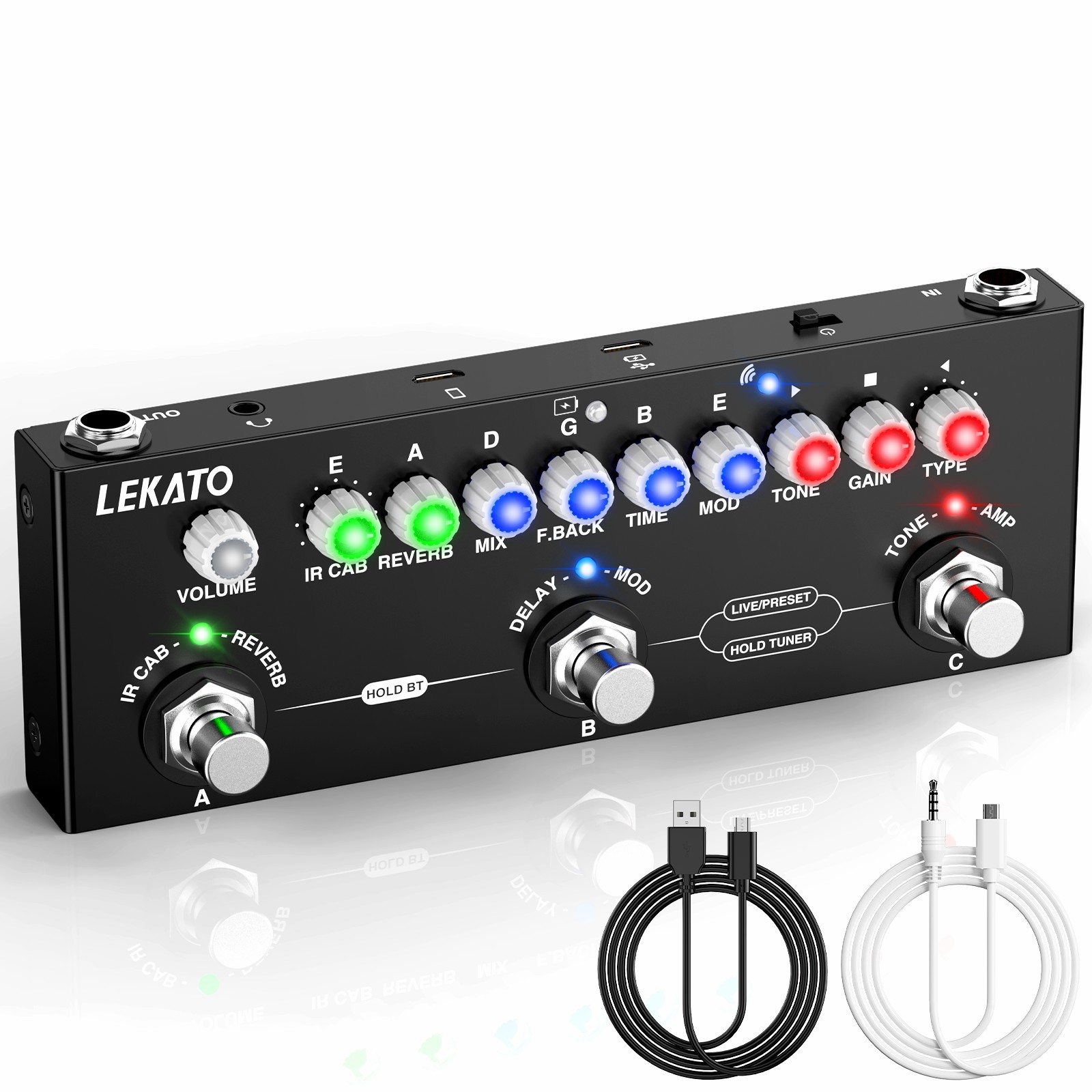 Professional Multi Effects Guitar Pedal IR Loading Rechargeable Amp Model BT 5.0