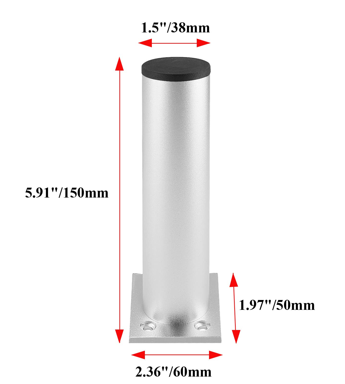 Set of 4 Furniture Legs 6 Inch, Adjustable Aluminum Alloy Cabinet Legs, Metal...