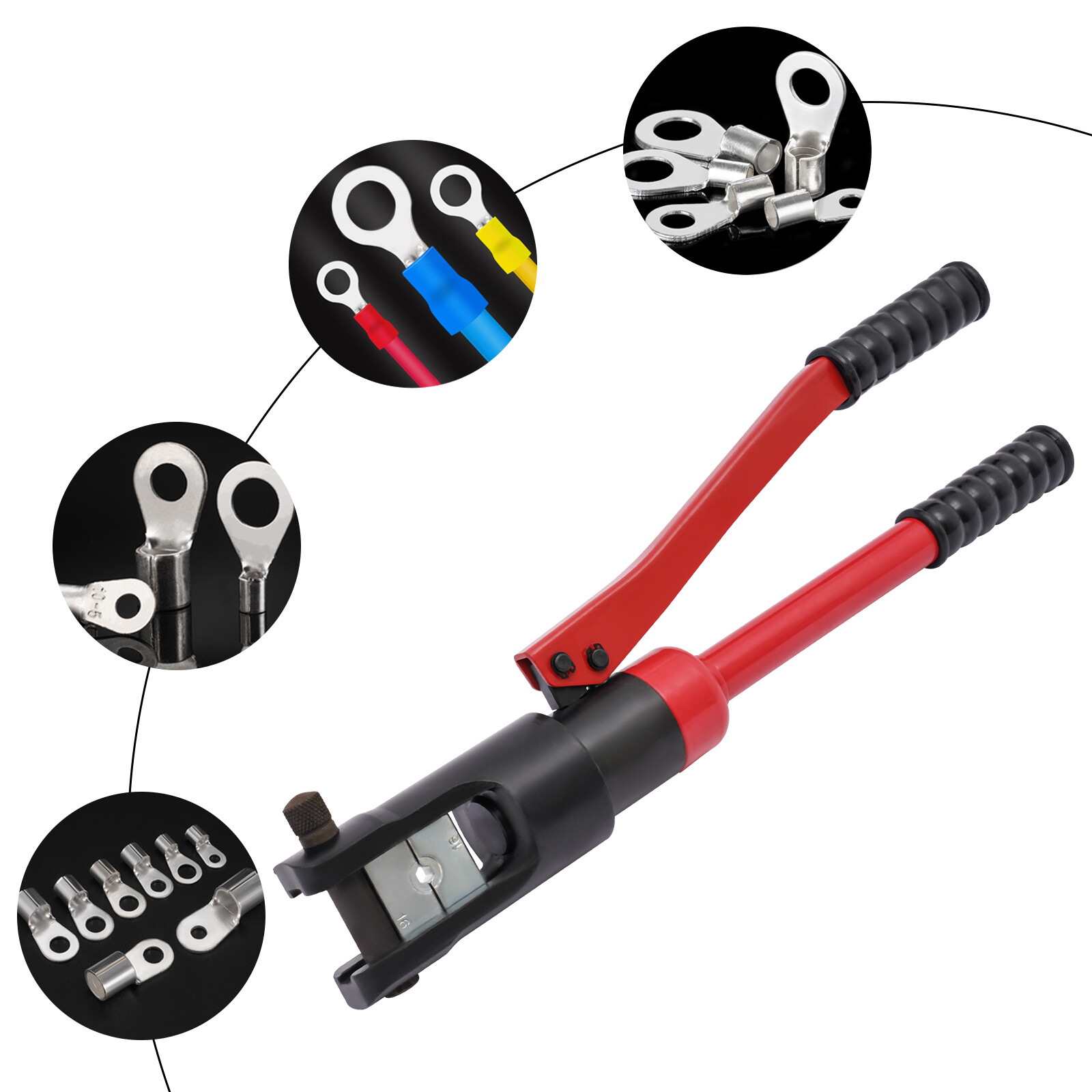 12 Ton Hydraulic Wire Crimper Crimping Tool Battery Cable Lug Terminal W/20 Dies