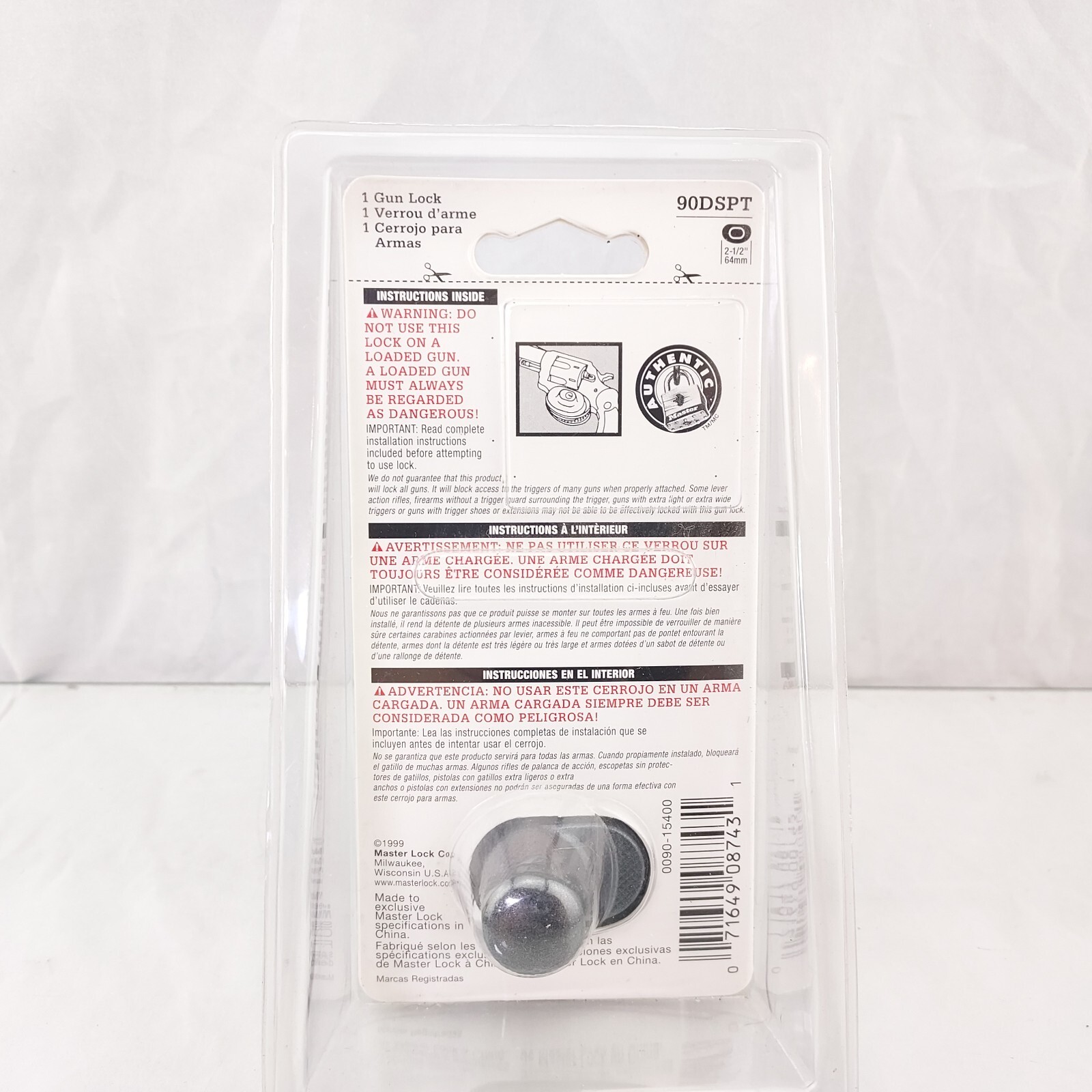 NEW Master Lock 90DSPT Gun Trigger Lock SAFTEY Handgun