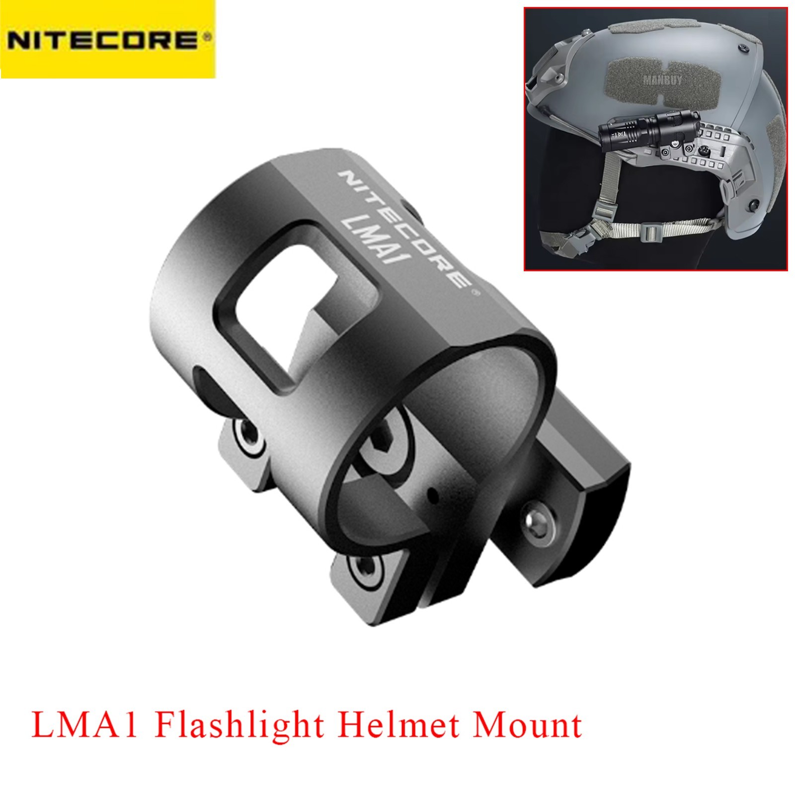 Nitecore LMA1 Rotary Helmet Mount Torch Headlamp Accessory for 25.4mm Flashlight