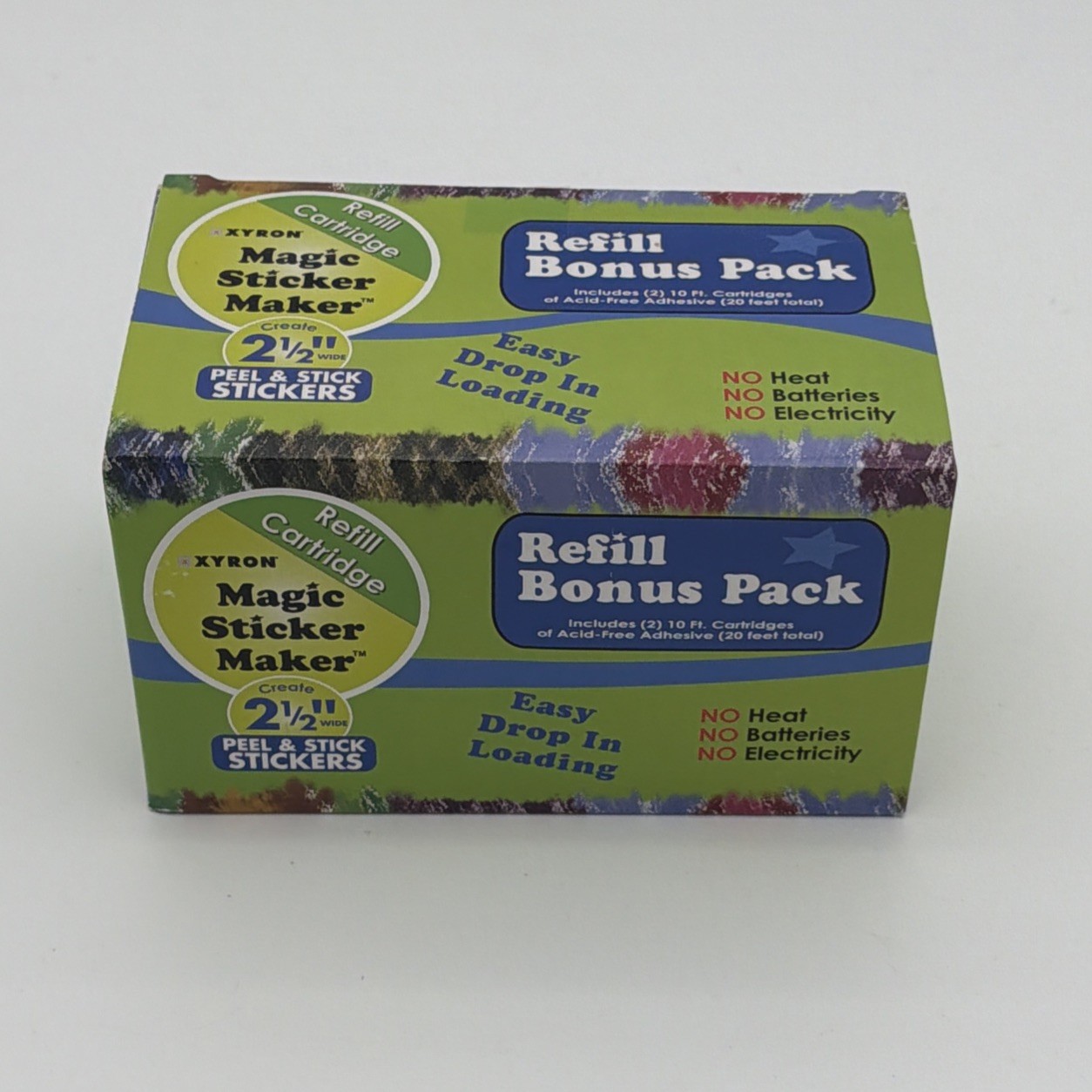 (2) Xyron Magic Sticker Maker 2 1/2" Wide Peel & Stick Stickers 10 Ft Adhesive