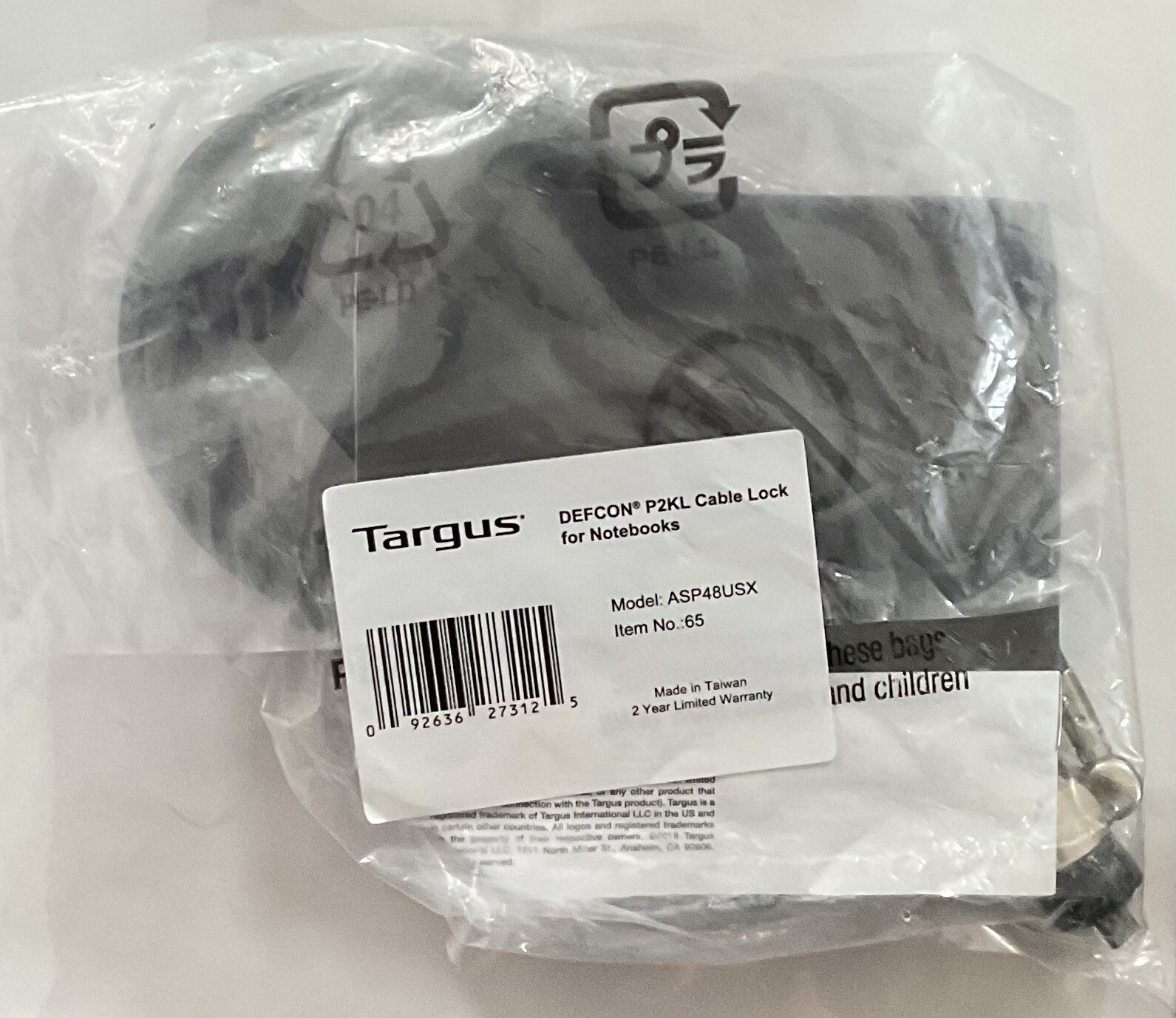 Targus DEFCON P2KL Cable Lock for Notebooks (ASP48USX)