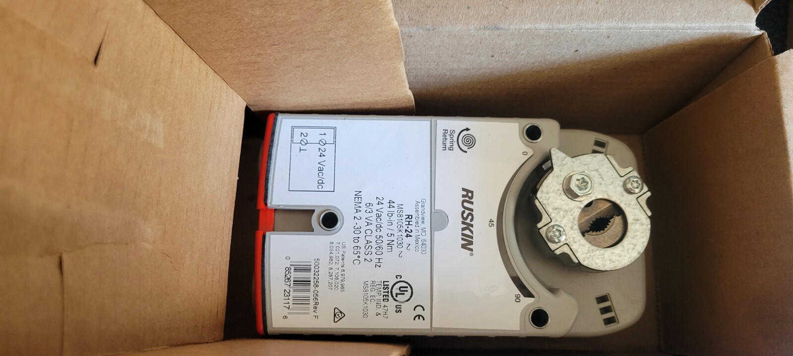 Honeywell MS8105K1030 RH-24 Spring Return Actuator