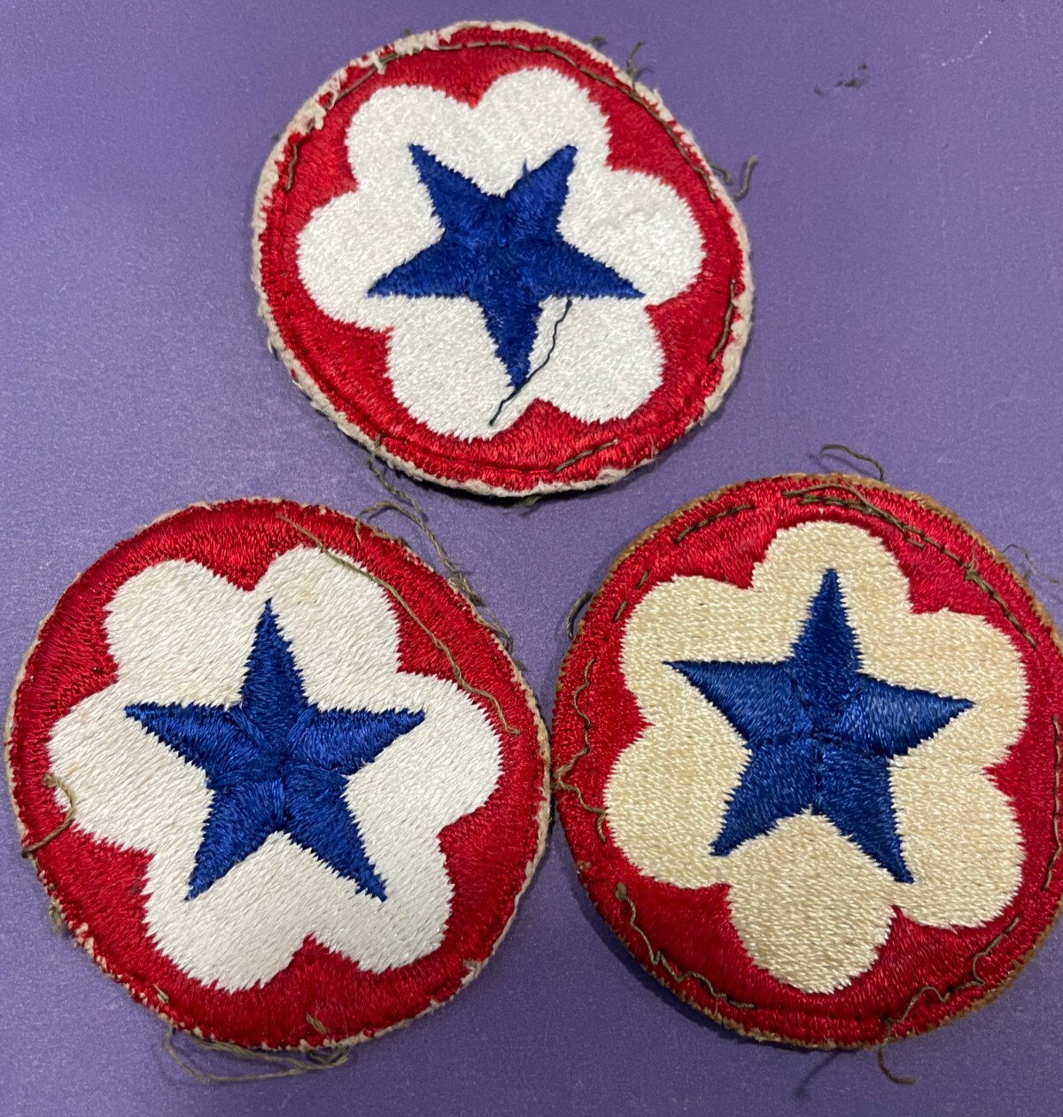 Army Service Forces Three (3) Patches Blue Star 2"