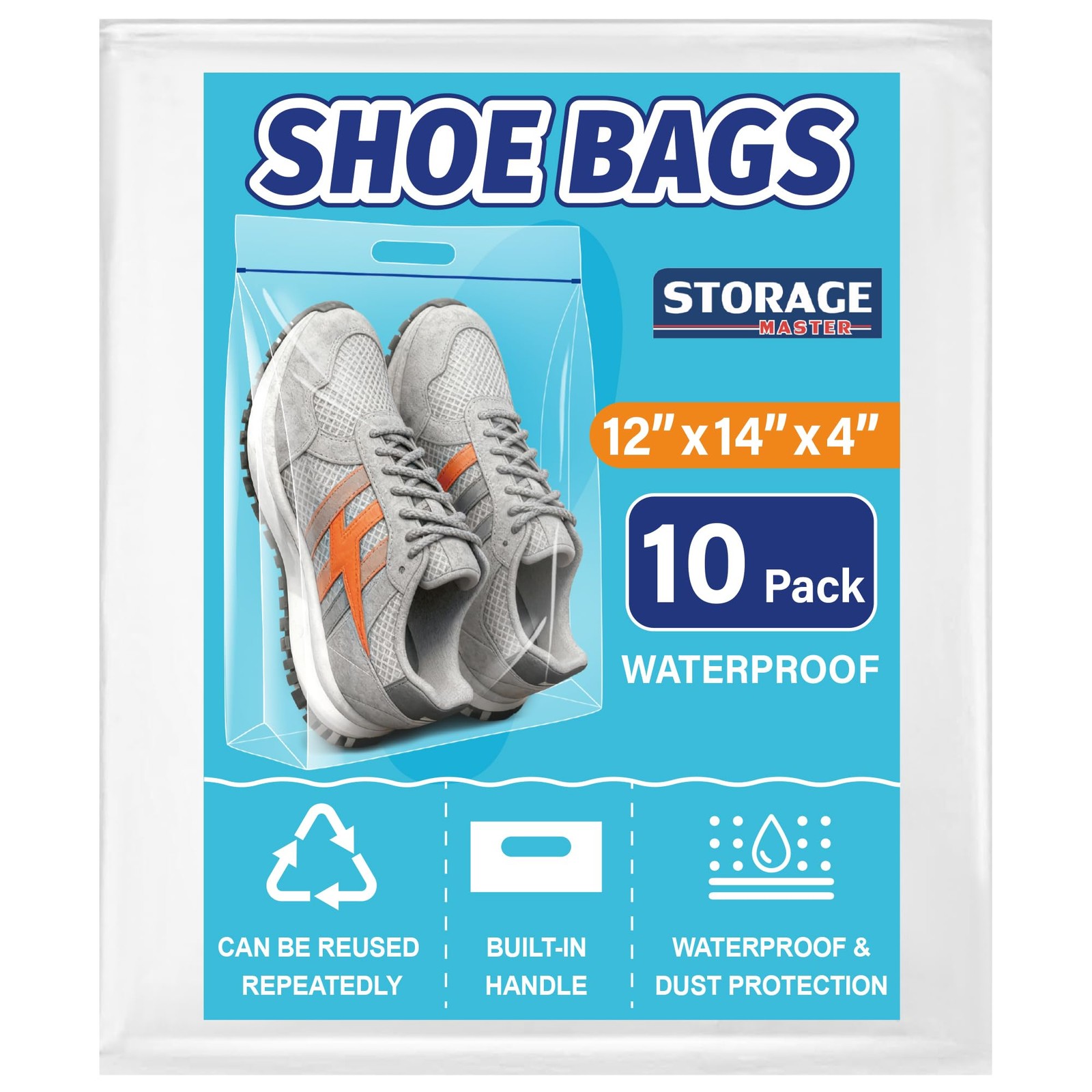Waterproof Shoe Bags for Travel Packing Storage, Smellproof 10-pack, Clear