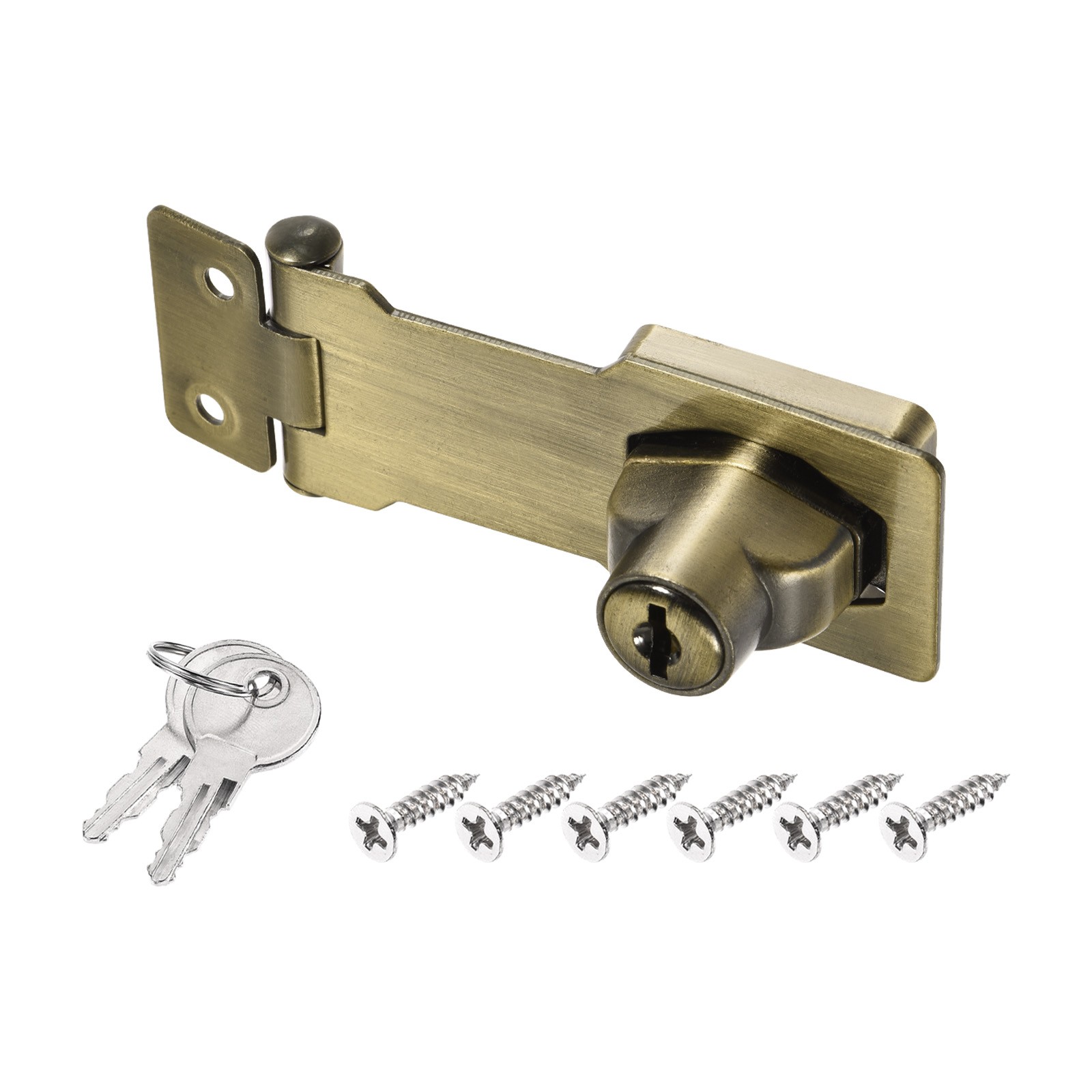 2.5Inch Keyed Hasp Locks Twist Knob Locking Keyed Different, Bronze