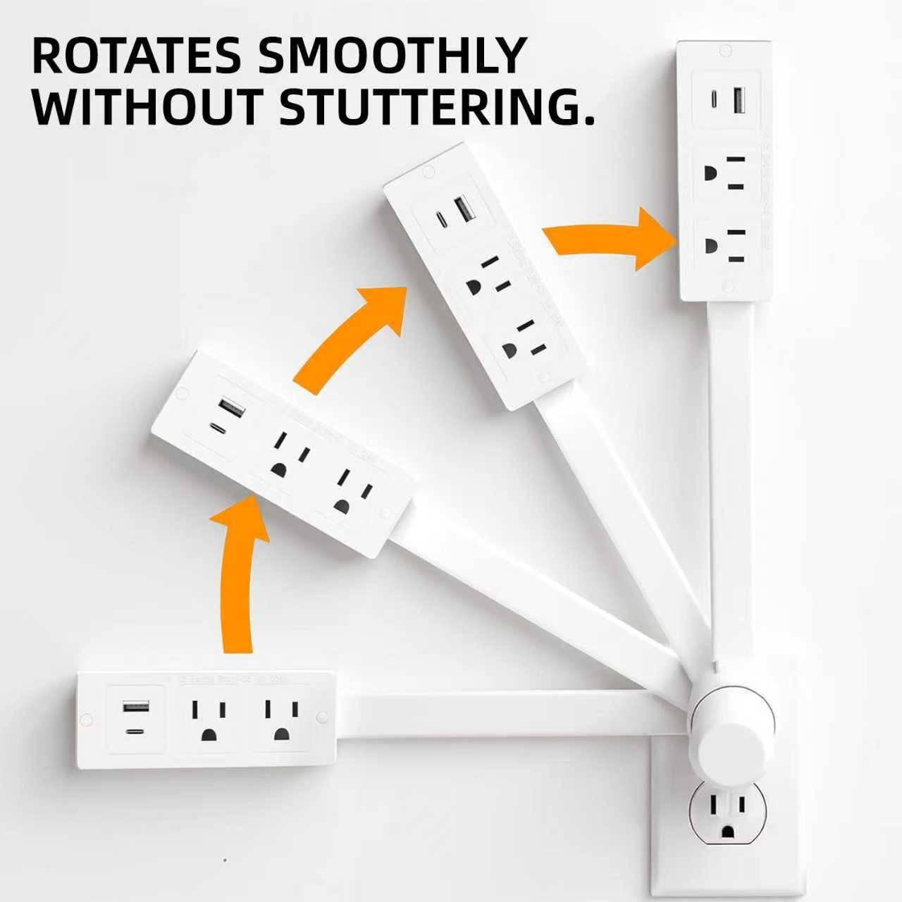 Electrical Outlet Expander Power Socket Rotating Sticks Sofas Nightstands Desk