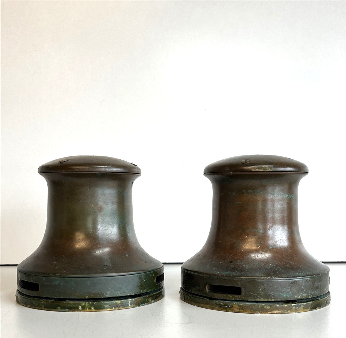PAIR-Bronze Single Speed Winch 1920's Vintage