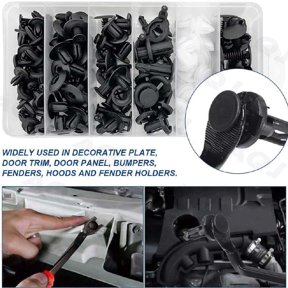 100x Car Body Bumper Rivet Retainer Trim Molding Push Pin Clip Assortments TooL