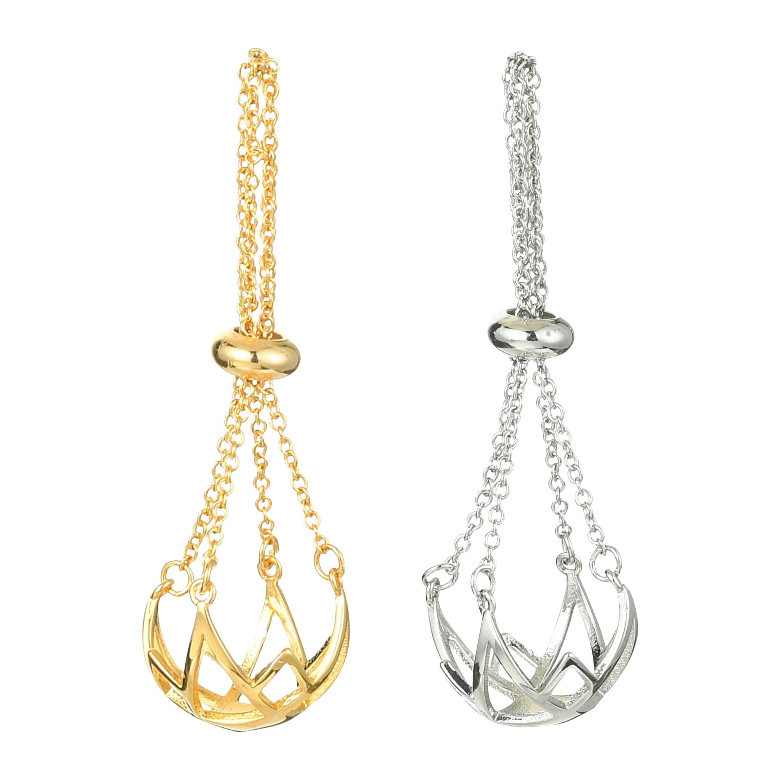 2x Adjustable Brass Pearl Cage Dangle Charms Pendant for Pearl Jewelry Making
