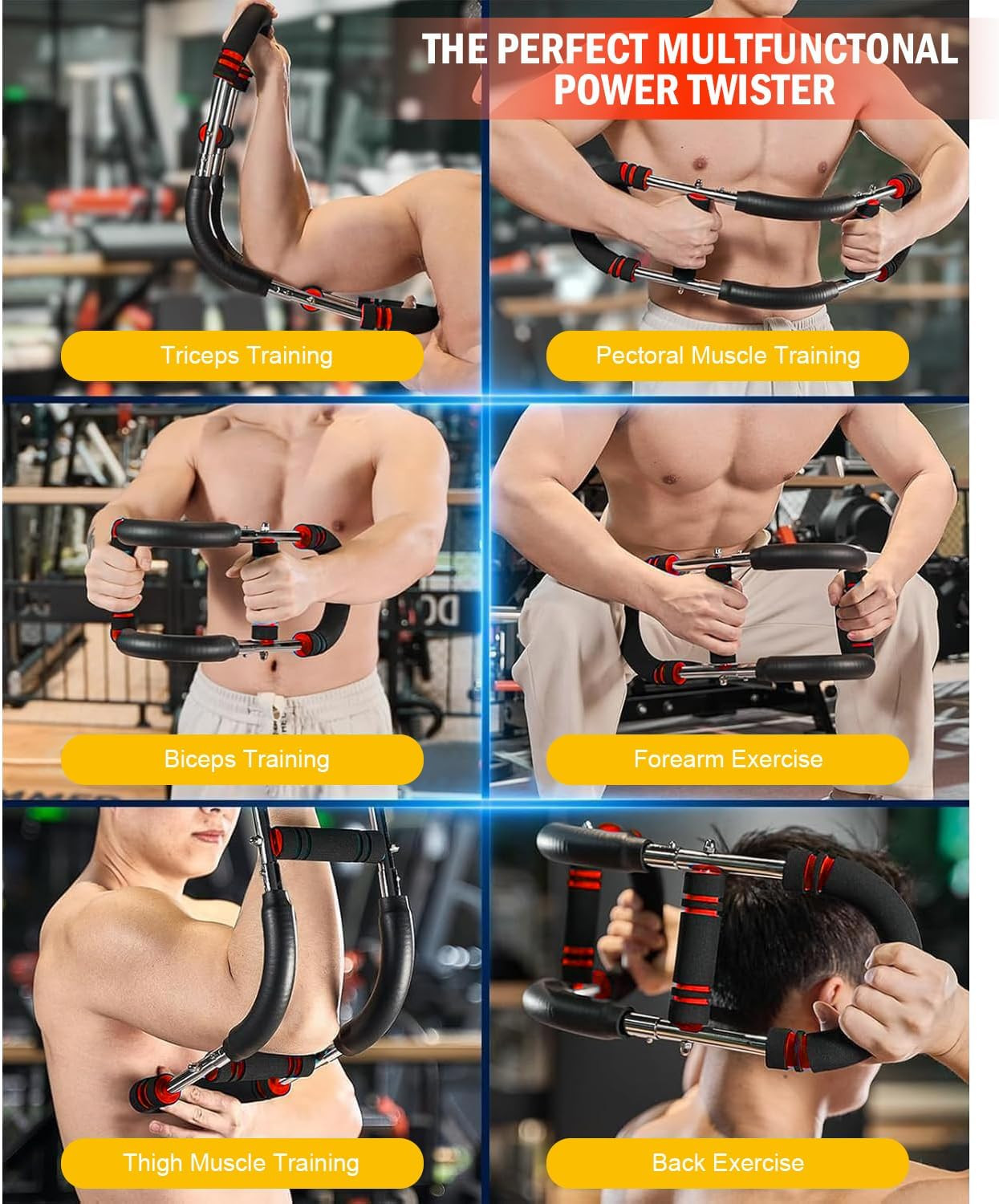 Latest-Gen Twister Arm Trainer, Adjustable Power Spring Workout Bar, Forearm Tri