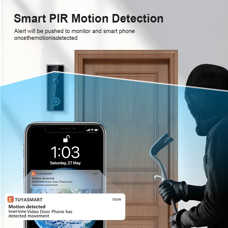 Smart WiFi Video Doorbell Wireless Door Bell Phone Ring Intercom Security Camera