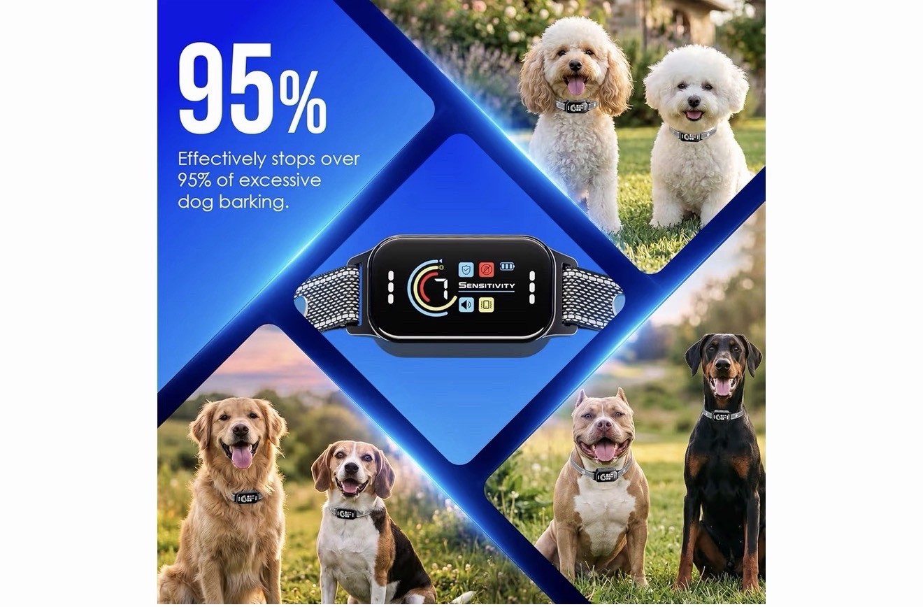 IP67 2 Pack Waterproof Rechargeable Dog Bark Collar w/ Vibration & Shock