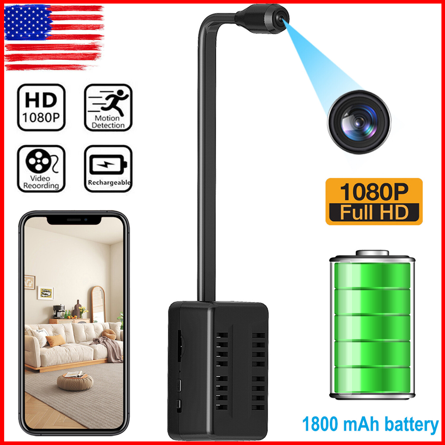 Smallest WiFi Mini Wireless Camera 1080P Security Cam DIY Motion Sensor +Battery